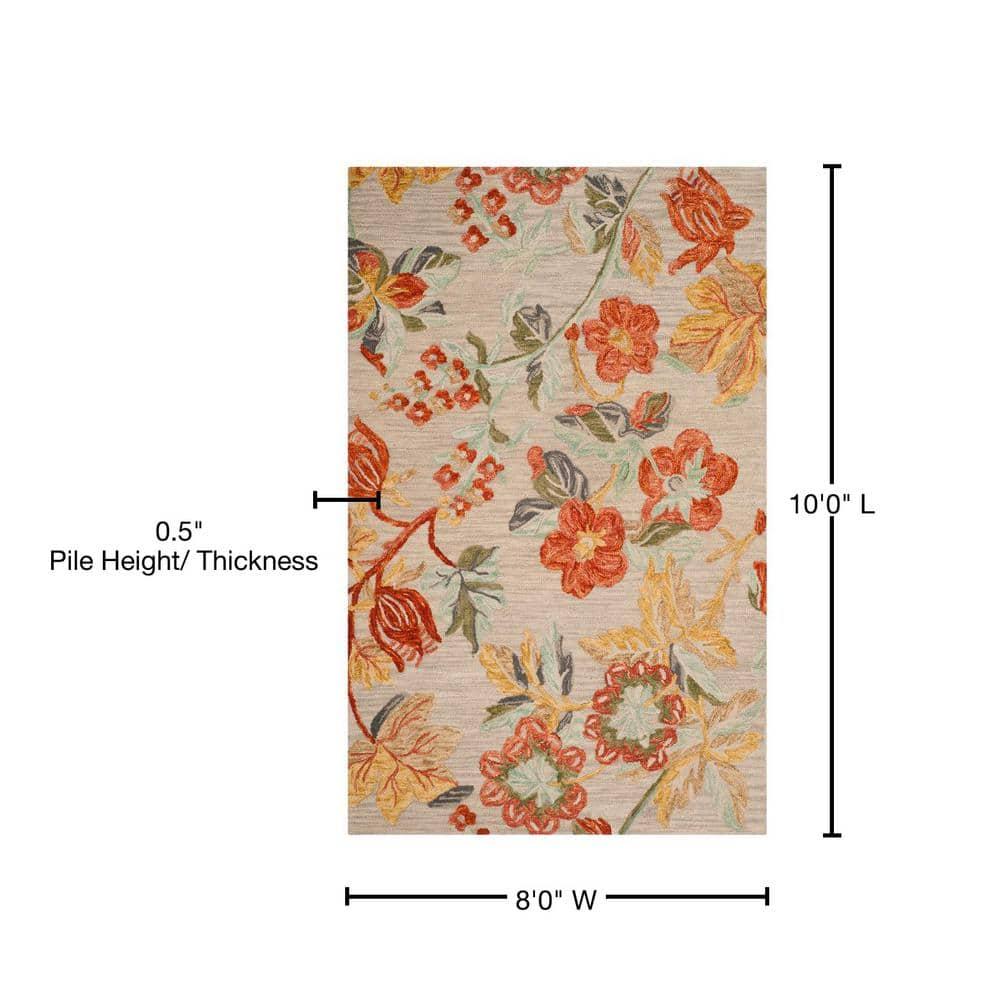Blossom BLM458 Hand Tufted Area Rug - Grey/Red - 8'x10' - Safavieh.