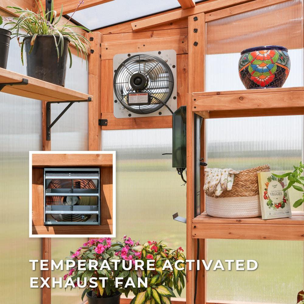 Backyard Discovery Poppy 11'x7' Cedar Wood and Polycarbonate Greenhouse Kit, PowerPort