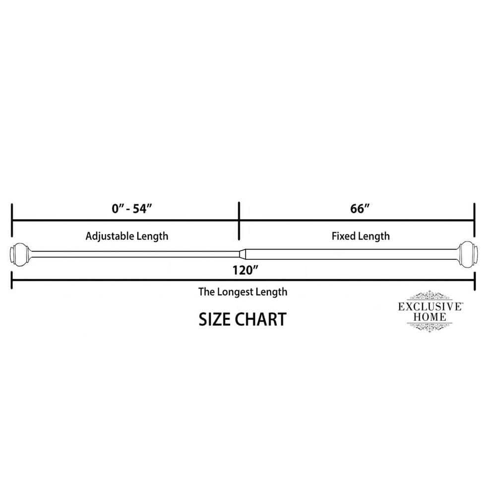 EXCLUSIVE HOME Topper 1" Curtain Rod and Coordinating Finial Set, Matte Black, Adjustable 66"-120"