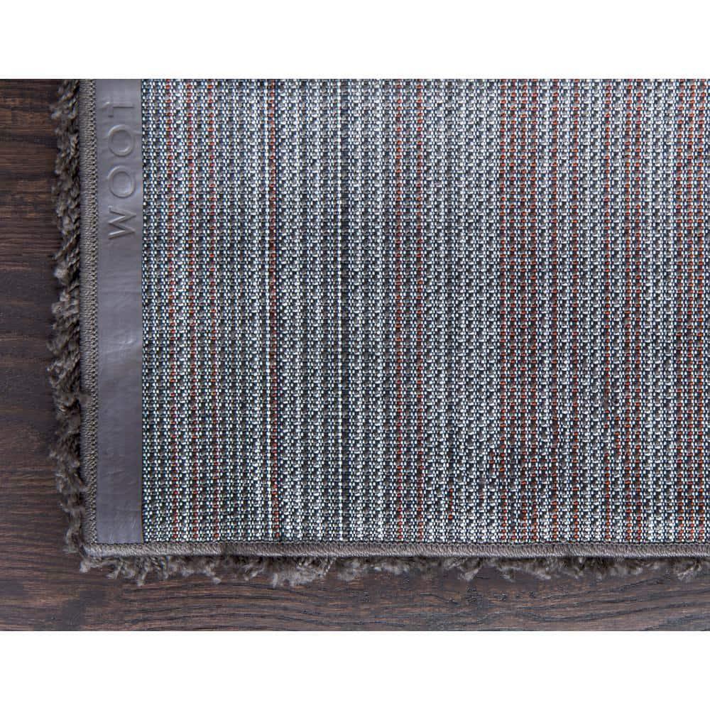 Unique Loom 4' 1 x 6' 1 Solid Shag Graphite Gray Area Rug