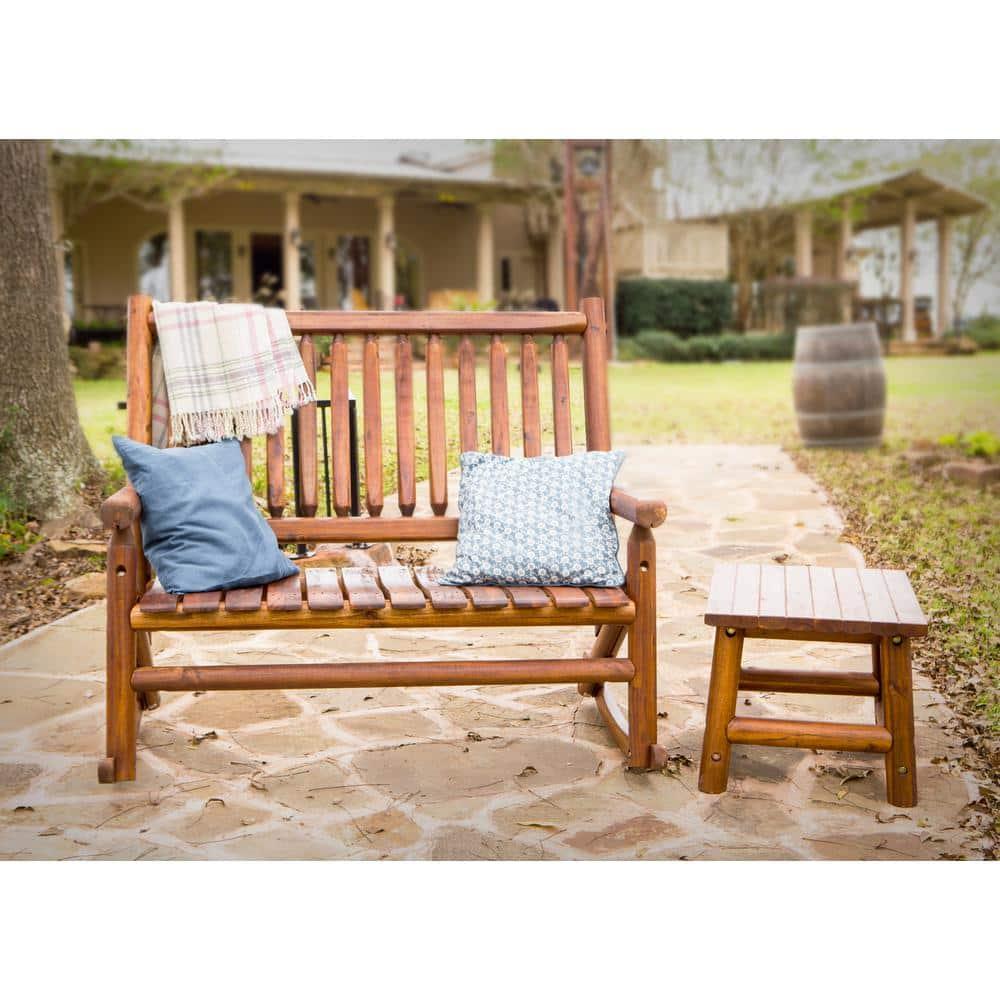 Leigh Country Amber Log Perch Handcrafted Hardwood Acacia Small Rectangular Accent Side End Table for Outdoor, Patio, and Garden, Brown