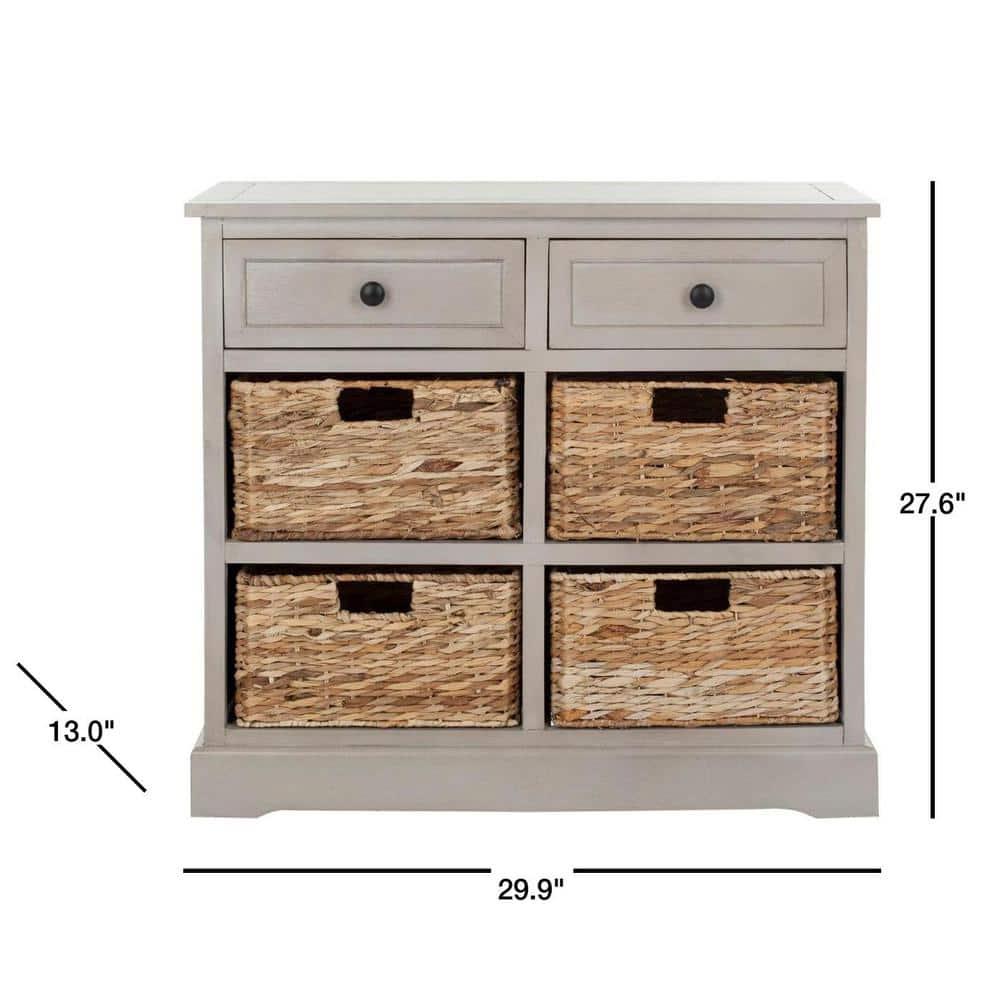Herman Storage Unit with Wicker Baskets - Vintage Grey - Safavieh.