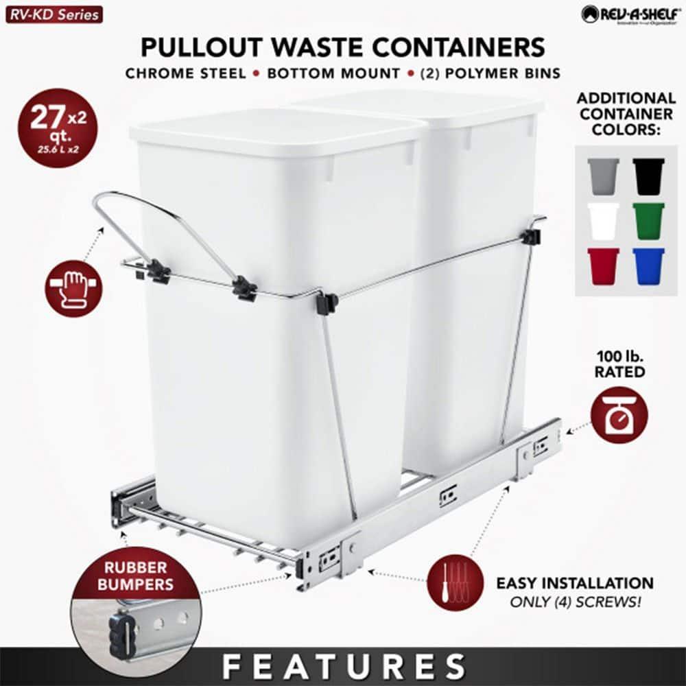 Rev-A-Shelf Double Sliding Pull-Out Waste Bin Containers