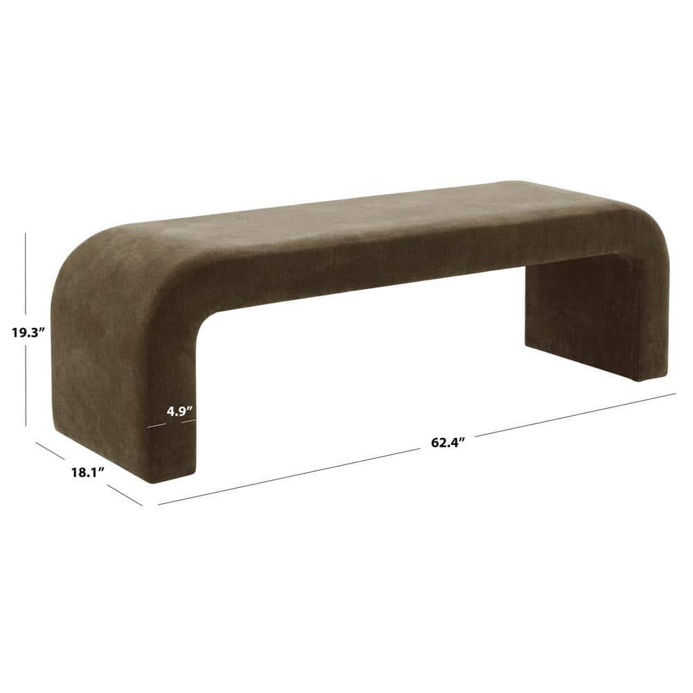SAFAVIEH Couture Caralynn Solid Velvet Modern Bench, Dark Olive Green