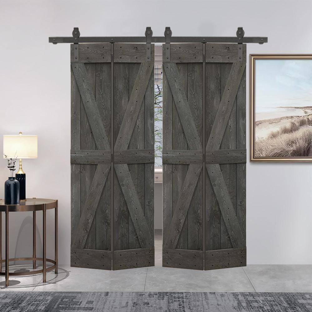 Calhome 84'' Solid Wood Barn Doors Painted without Installation Hardware Kit Barn Door
