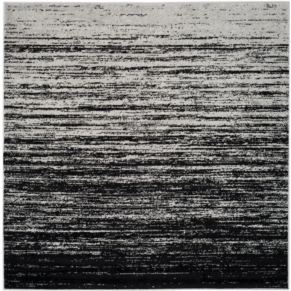 Adirondack ADR113 Machine Made Indoor Area Rug - Silver/Black - 8'x8' - Safavieh