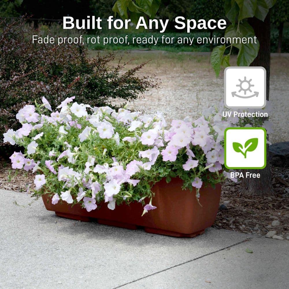 RTS Home Accents 36 inch x 15 inch Polyethylene Rectangular Planter, Terra Cotta Color