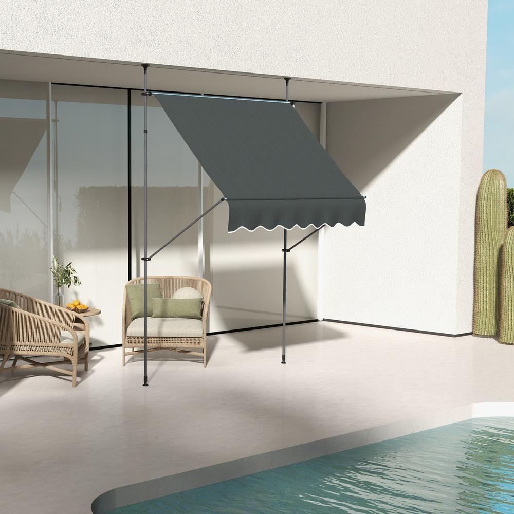 Outsunny D Polyester Cover Retractable Patio Awning