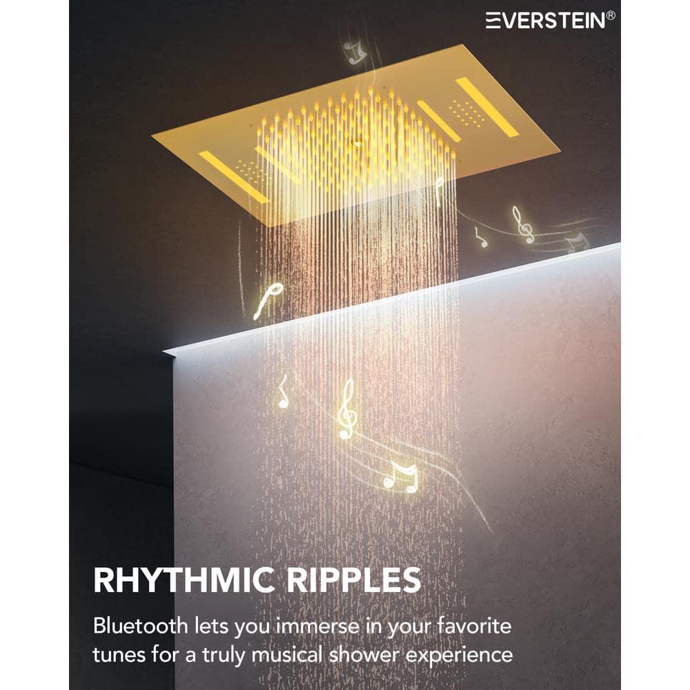 Music Thermostatic Shower System,Dual Showerheads with LED Mood Lighting