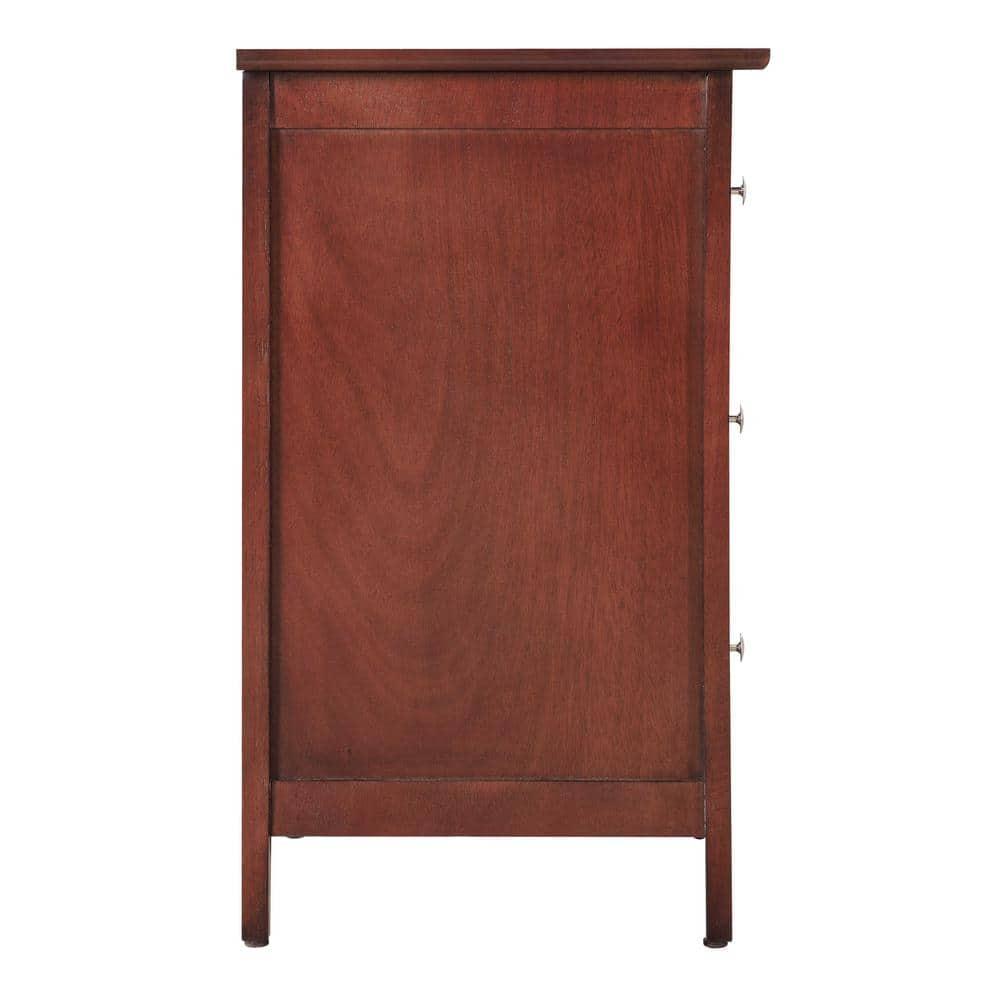 Passion Furniture Daniel 3-Drawer Cherry Nightstand (25 in. H x 19 in. W x 15 in. D)