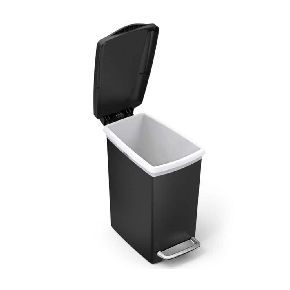 simplehuman Simplehuman 10 Liter / 2.6 Gallon Compact Slim Bathroom or Office Step Trash Can, Black Plastic