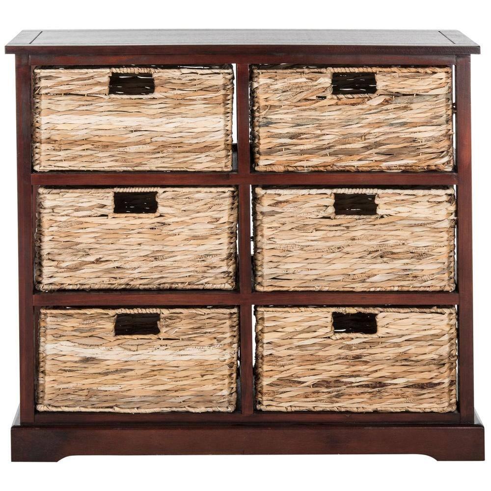 Keenan 6 Wicker Basket Storage Chest - Cherry - Safavieh.