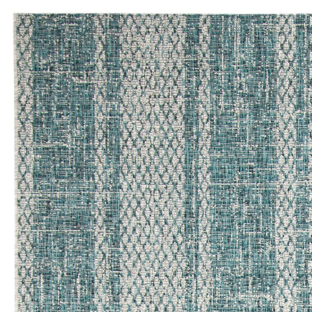 Courtyard CY8736 Power Loomed Indoor and Outdoor Area Rug - Light Grey/Teal - 9'x12' - Safavieh
