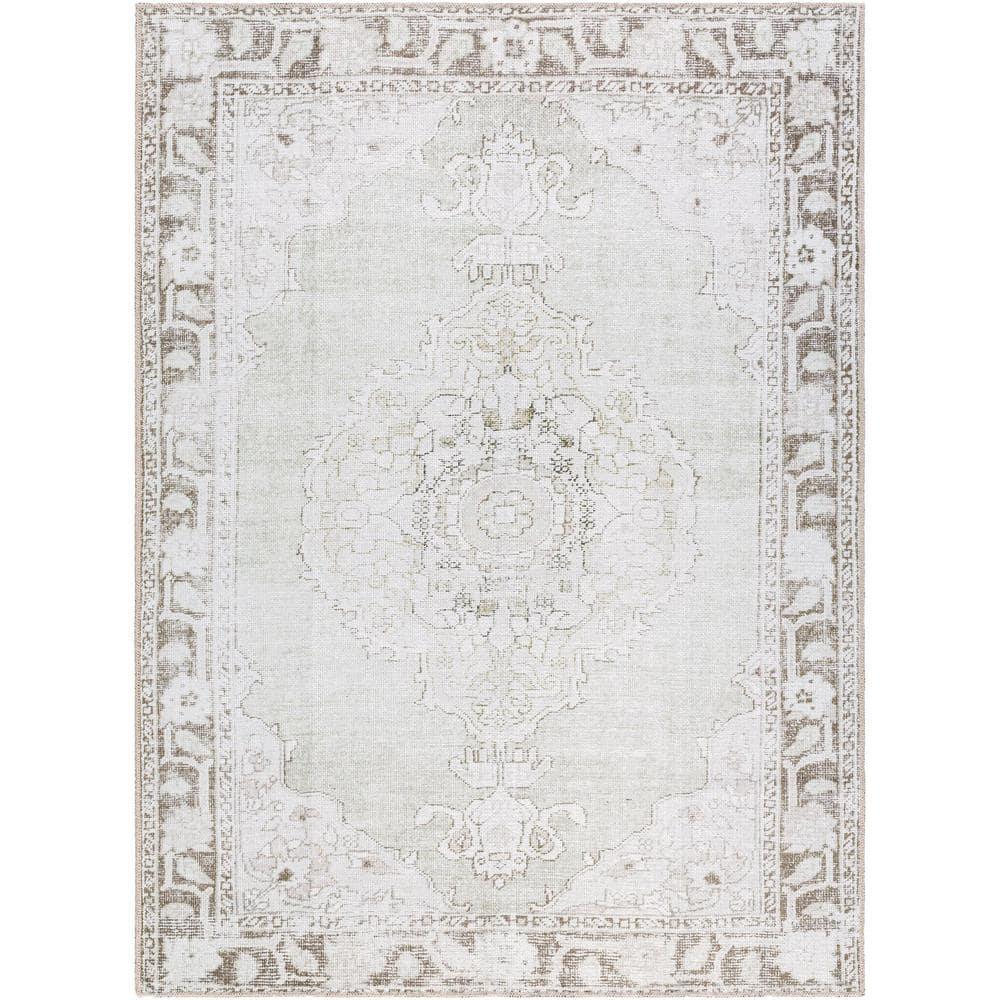 Our PNW Home x Livabliss Our PNW Home x Livabliss Machine Washable Oriental Boho Cream Light Brown Area Rug