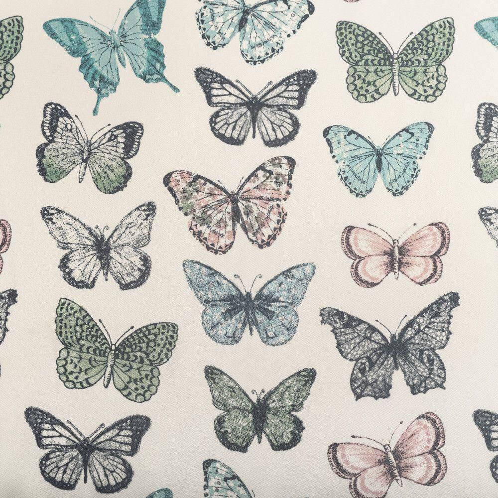 2pc 56"x36" No. 918 Sheer Magdalena Butterfly Print Rod Pocket Kitchen Curtain Tier Pair Blue: Polyester, Machine Washable
