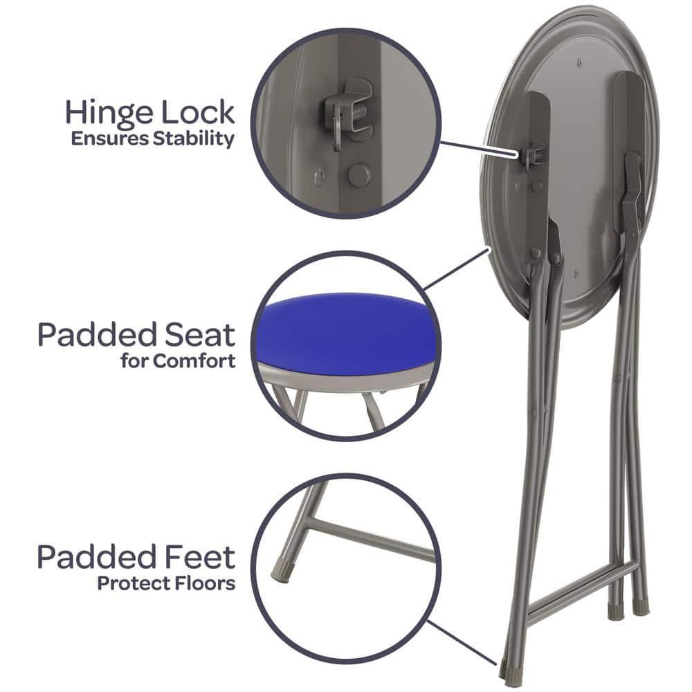 Lavish Home Backless 18-inch Folding Stool with 225lb Capacity (Blue)