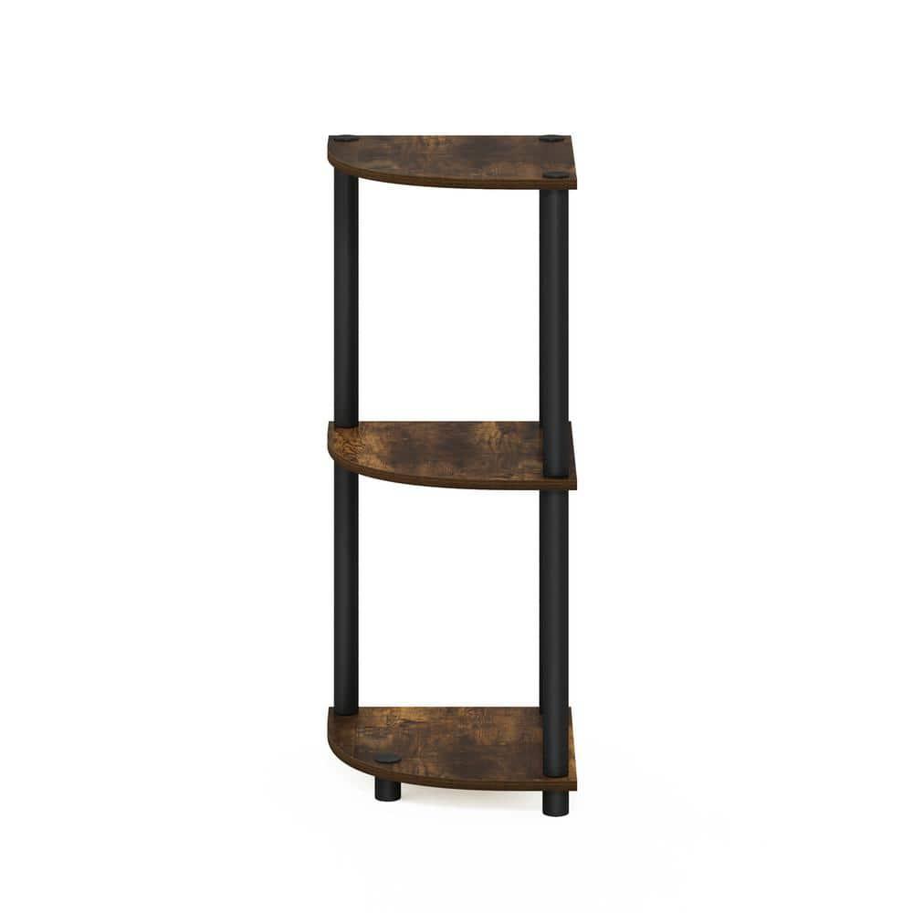 Furinno Turn-N-Tube 3-Tier Corner Display Rack Multipurpose Shelving Unit, Amber Pine/Black