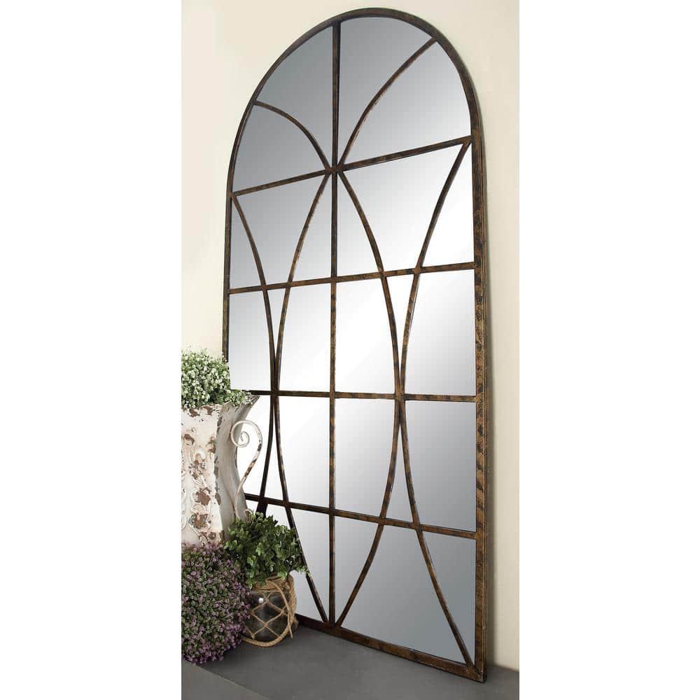 One Allium Way® Metal Window Pane Inspired Room Wall Mirror with Arched Top