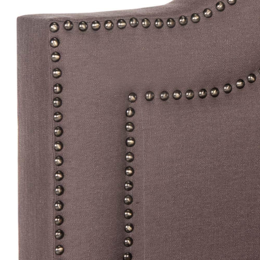 SAFAVIEH Theron Modern Elegant Upholstered Bed Frame with Nail Heads, Queen, Dark Taupe