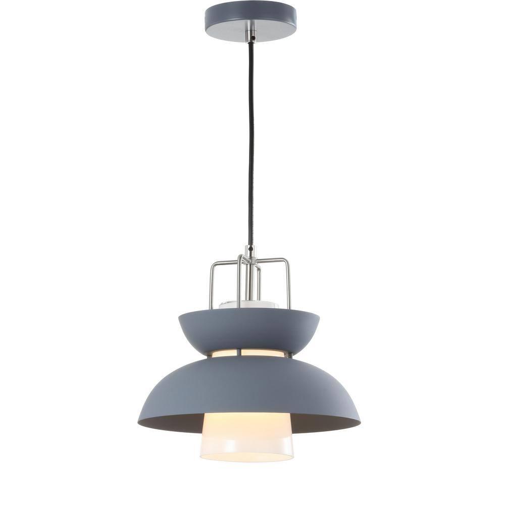 Paul 11" Farmhouse Metal LED Pendant, Gray