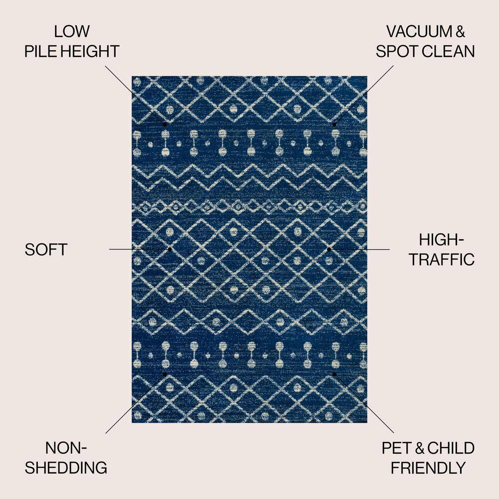 JONATHAN Y Aksil Moroccan Beni Souk Navy/Cream 8 ft. x 10 ft. Area Rug