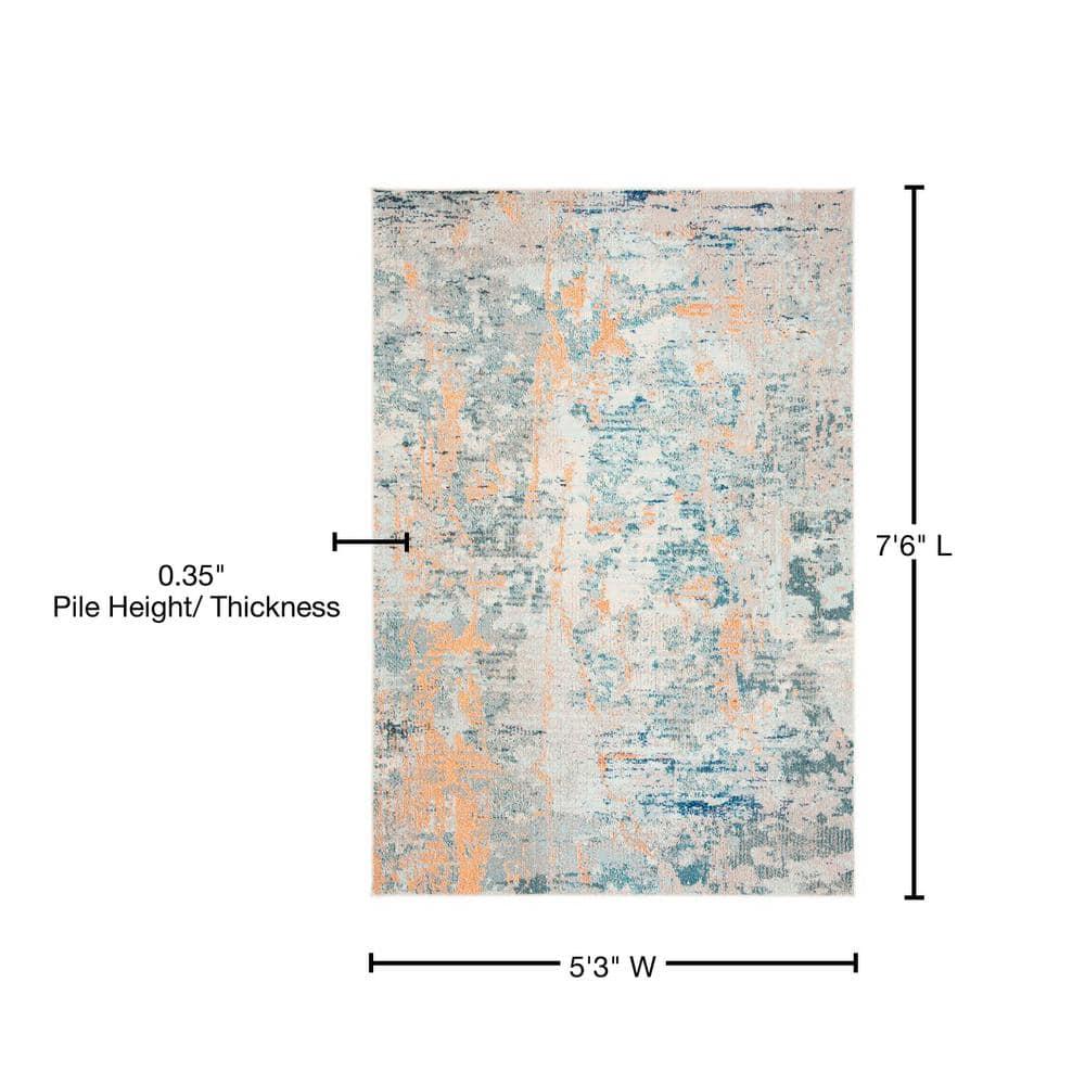 Madison MAD457 Power Loomed Indoor Area Rug - Light Blue/Beige - 5'3"x7'6" - Safavieh
