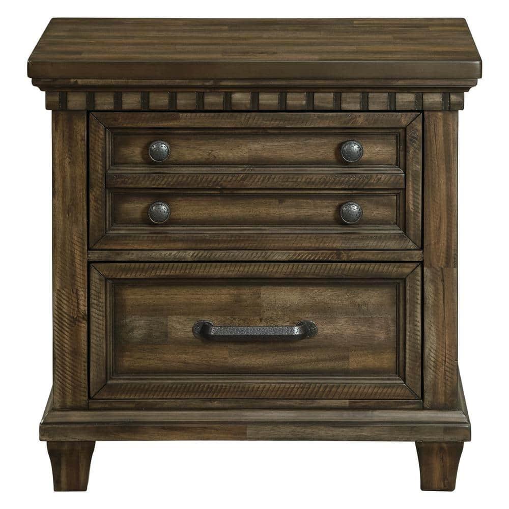 Picket House Furnishings Johnny 2 Drawer Nightstand in Smokey Walnut