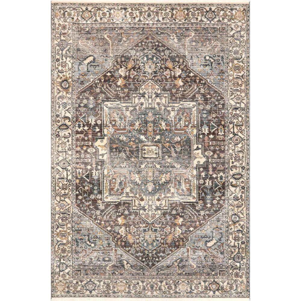 Nuloom Harriet Oriental/Persian 7x9 Indoor Area Rug for Living Room Bedroom Dining Room Kitchen, Dark Grey/Multicolor