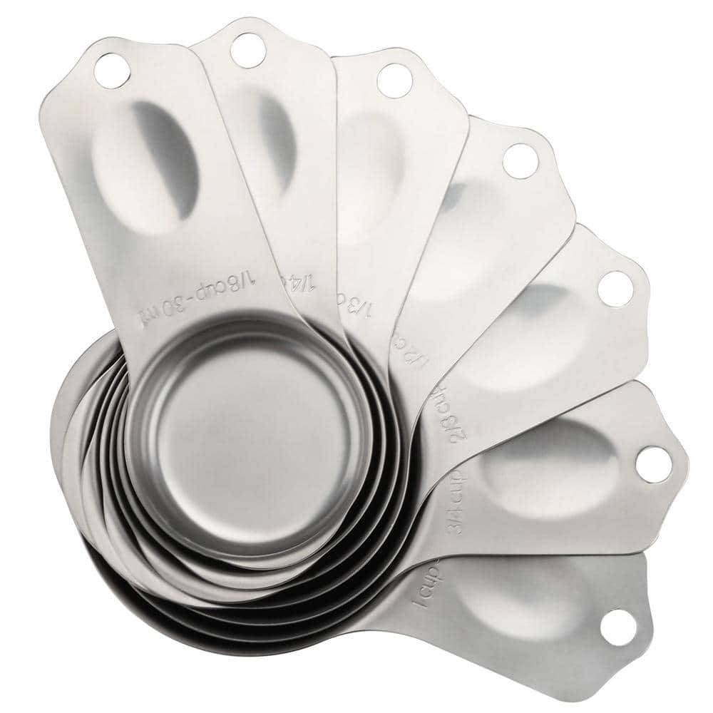 hghfhj  7-Piece Premium Stainless Steel Measuring Cups Set - Accurate  Magnetic  Easy Storage  and Durable for Liquid  Baking  and Kitchen Essentials - Compact and Space-Saving Design