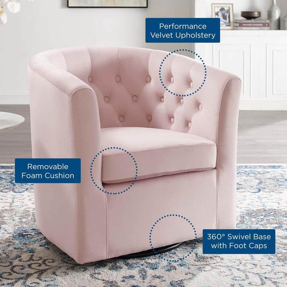 Modway Prospect Tufted Performance Velvet Swivel Armchair in Pink