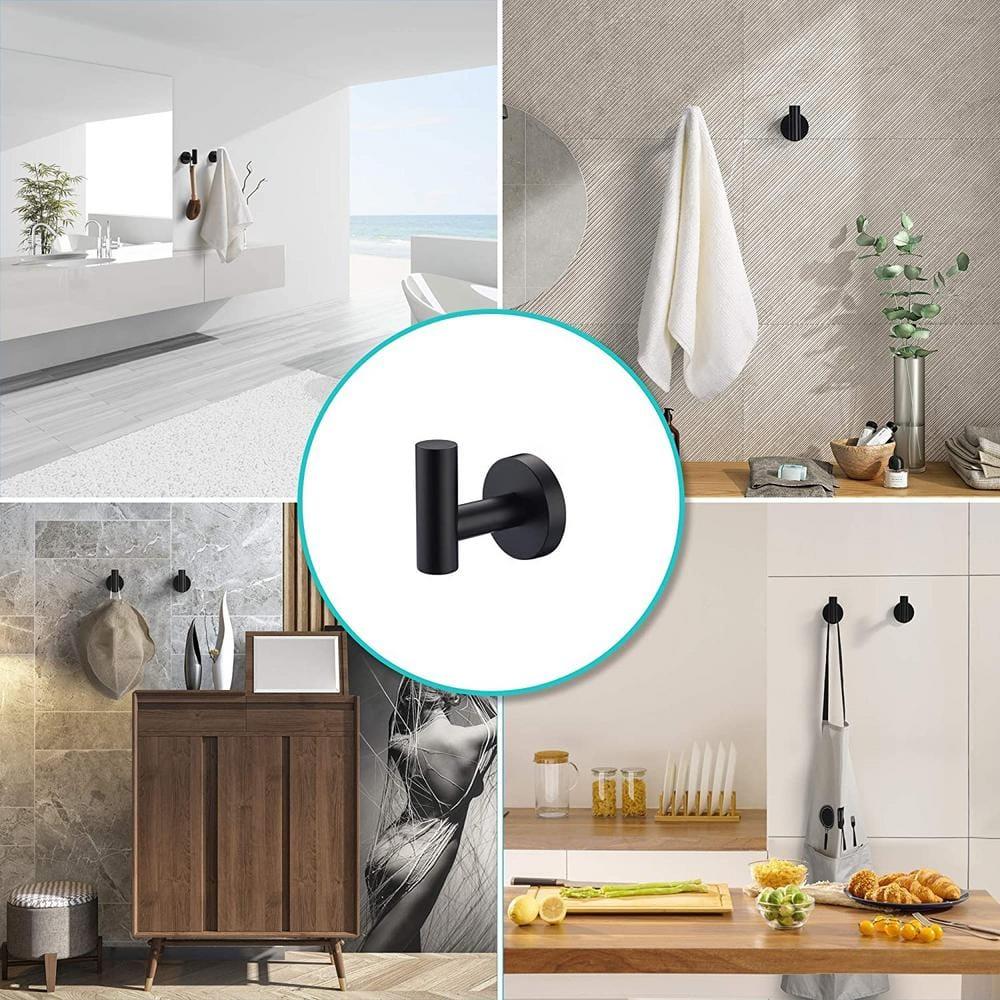 Matte Black Stainless Steel Wall Mounted J-Hook Set