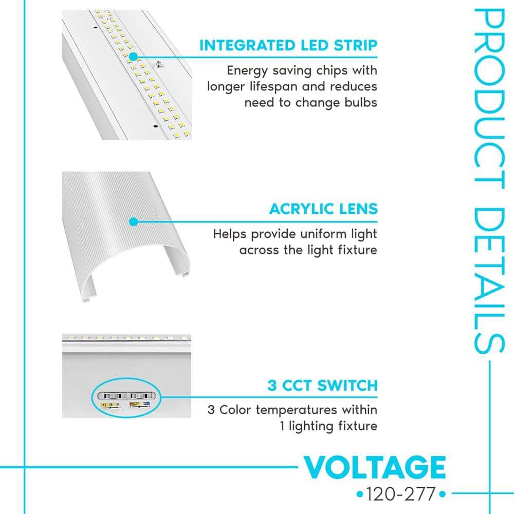 Luxrite 4' Selectable CCT Linear LED Shop Light