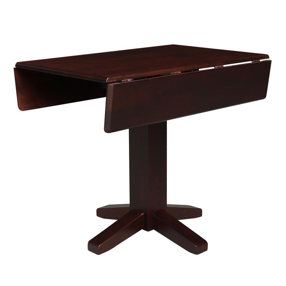 36" Sanders Square Dual Dining Table Rich Mocha - International Concepts: Solid Wood, 4-Seater Kitchen Table