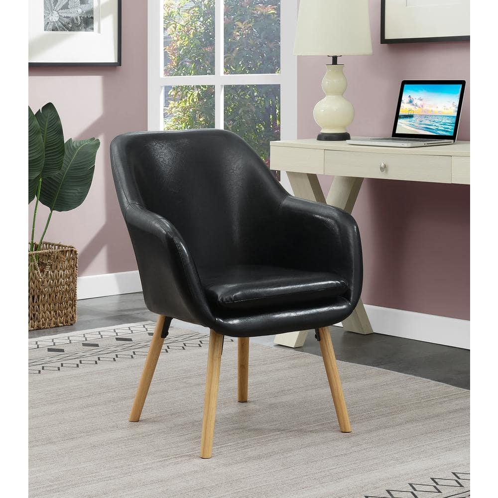 Convenience Concepts Take a Seat Charlotte Wingback Accent Armchair, Black Faux Leather, All Ages