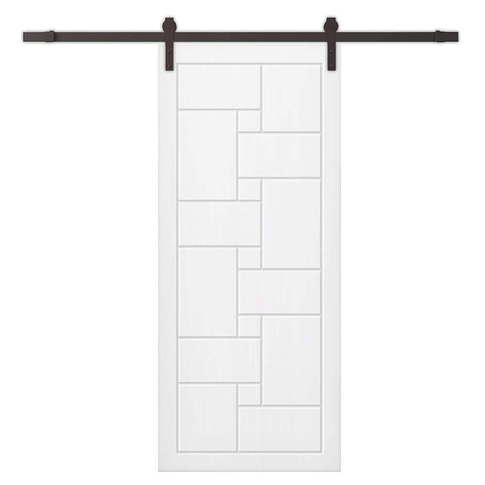 Calhome Paneled Manufactured Wood And Metal Barn Door With Installation Hardware Kit