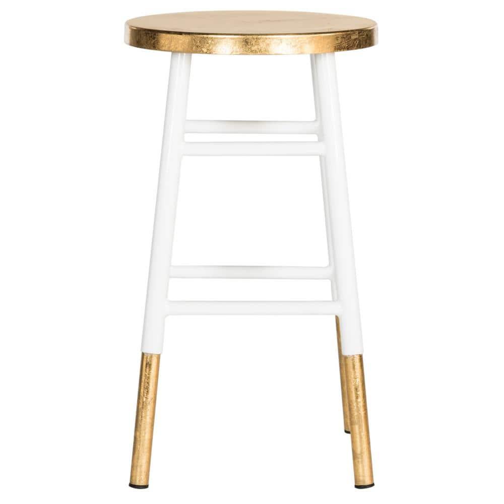 Emery Dipped Gold Leaf Counter Stool - FOX3231 - White/Gold - Safavieh Couture