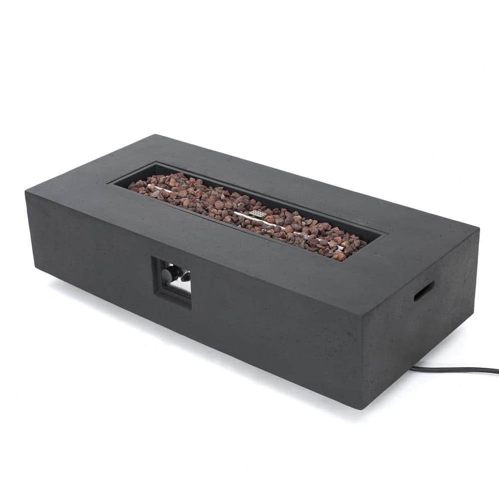 Mayfair Lightweight Concrete Outdoor 50,000 BTU Rectangular Fire Pit (No Tank Holder), Dark Gray