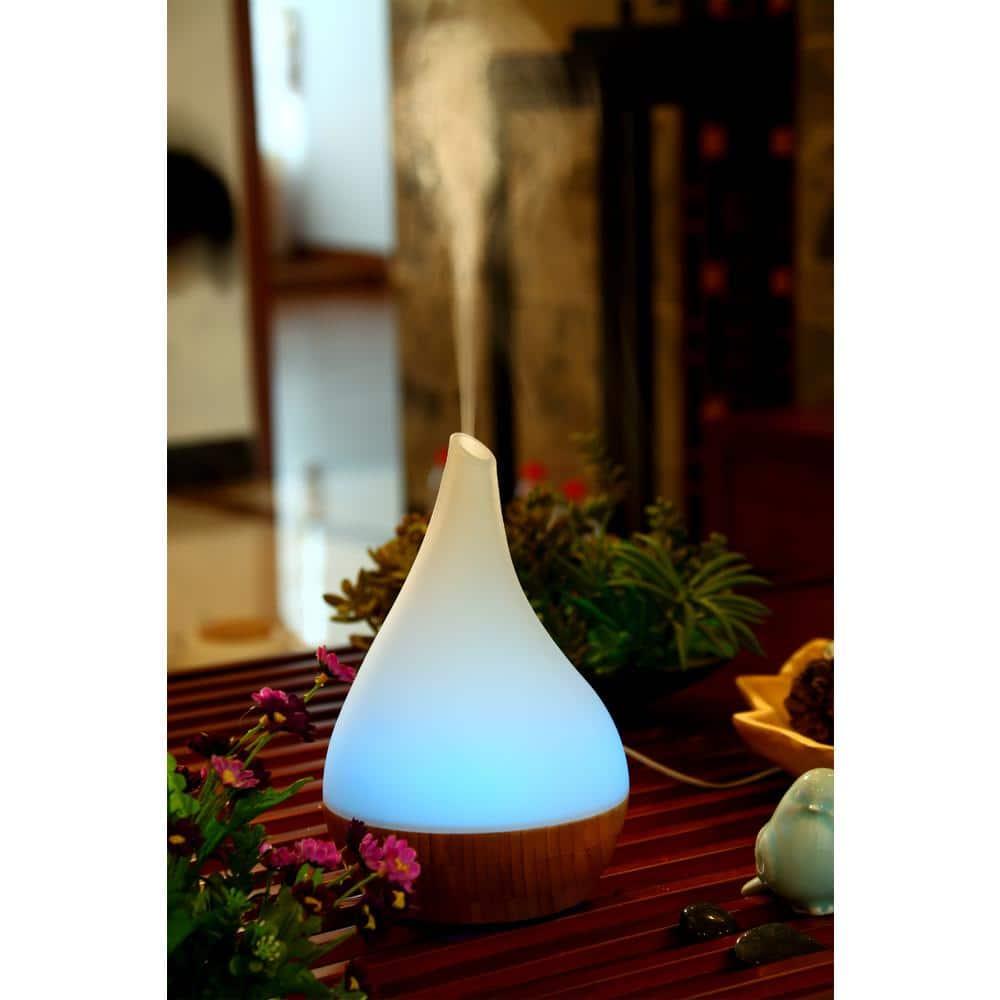 Ultrasonic Aroma Diffuser/Humidifier with Bamboo Base (Droplet)