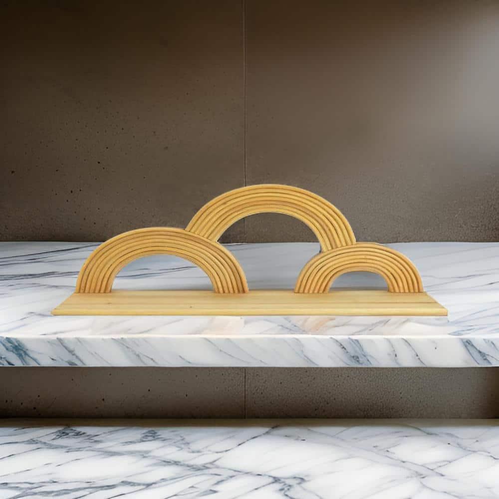 Dadi 27 Inch Wall Decoration Shelf, 3 Layered Semi Circle Design, Brown