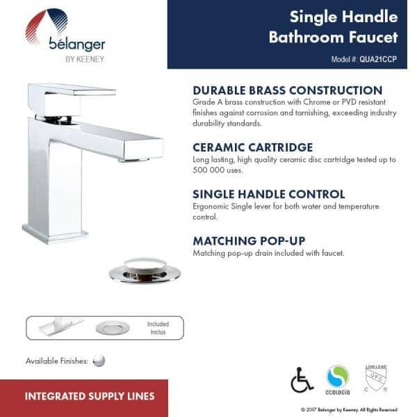 Quadrato Single-Hole Single-handle Bathroom Faucet with Drain Assembly