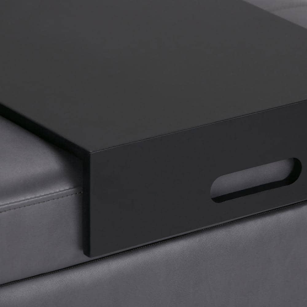 Simpli Home Oregon 42"W Upholstered Storage Ottoman Bench with Lift-Top Lid and Tray