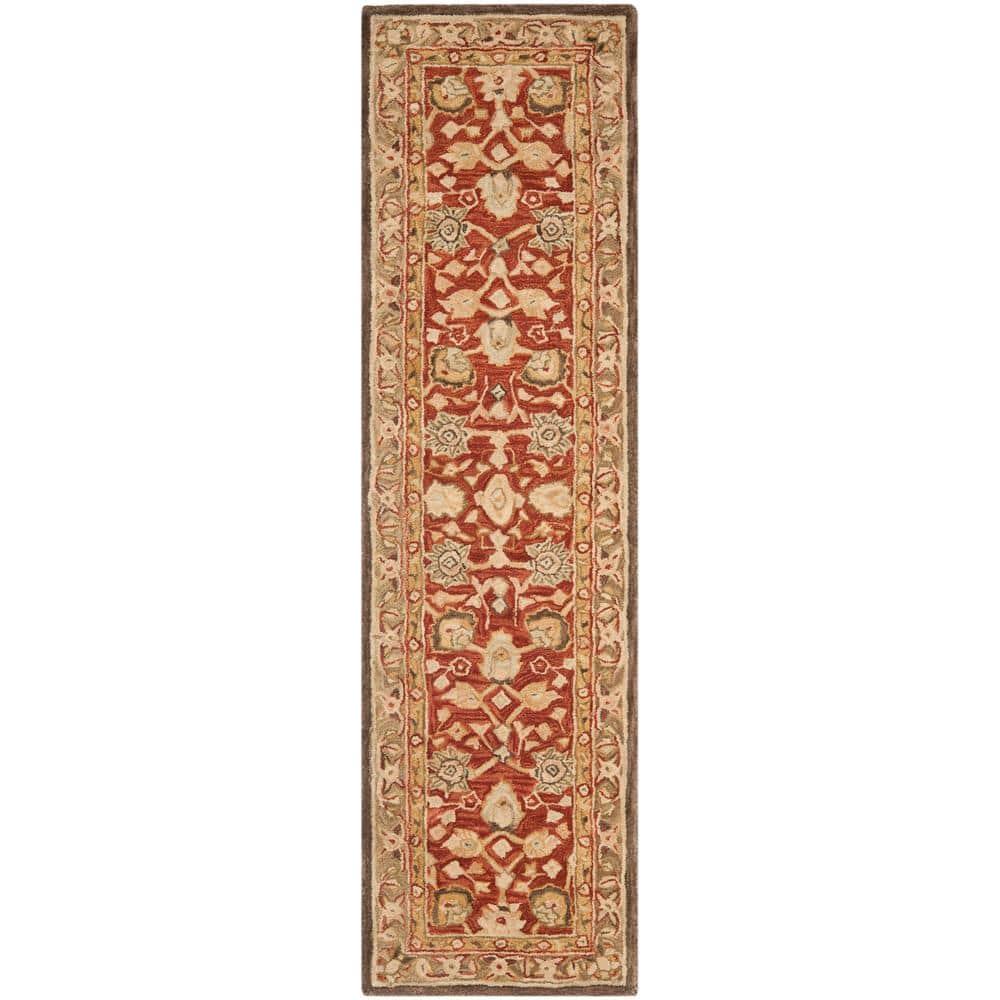 SAFAVIEH Anatolia Venice Traditional Wool Runner Rug, Rust/Green, 2'3" x 12'