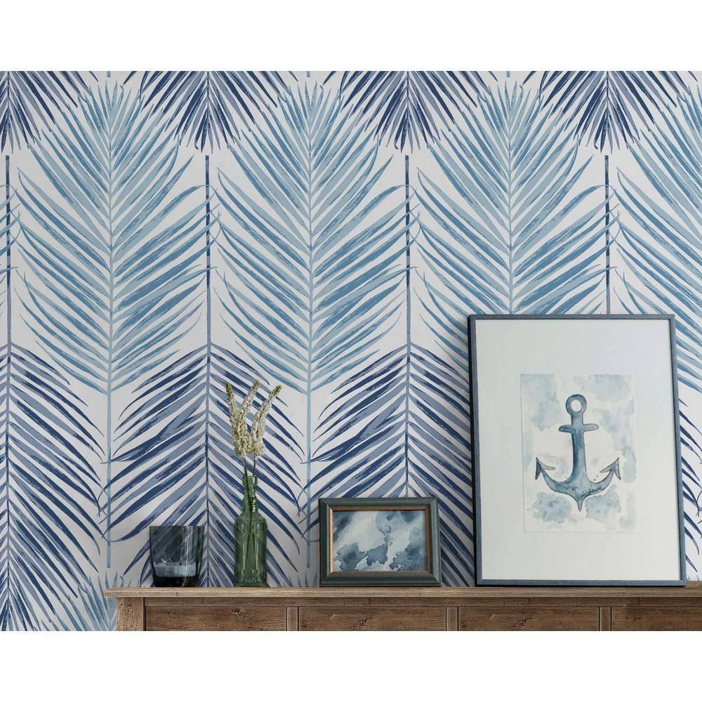 NextWall 30.75-Sq. Feet Blue Lagoon Vinyl Floral Self-adhesive Peel and Stick Wallpaper