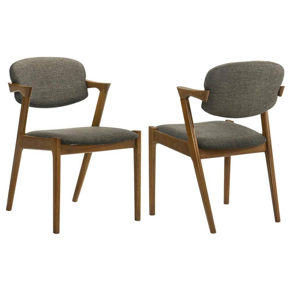 Saltoro Sherpi Wooden Modern Dining Side Chair, Gray, Set of 2