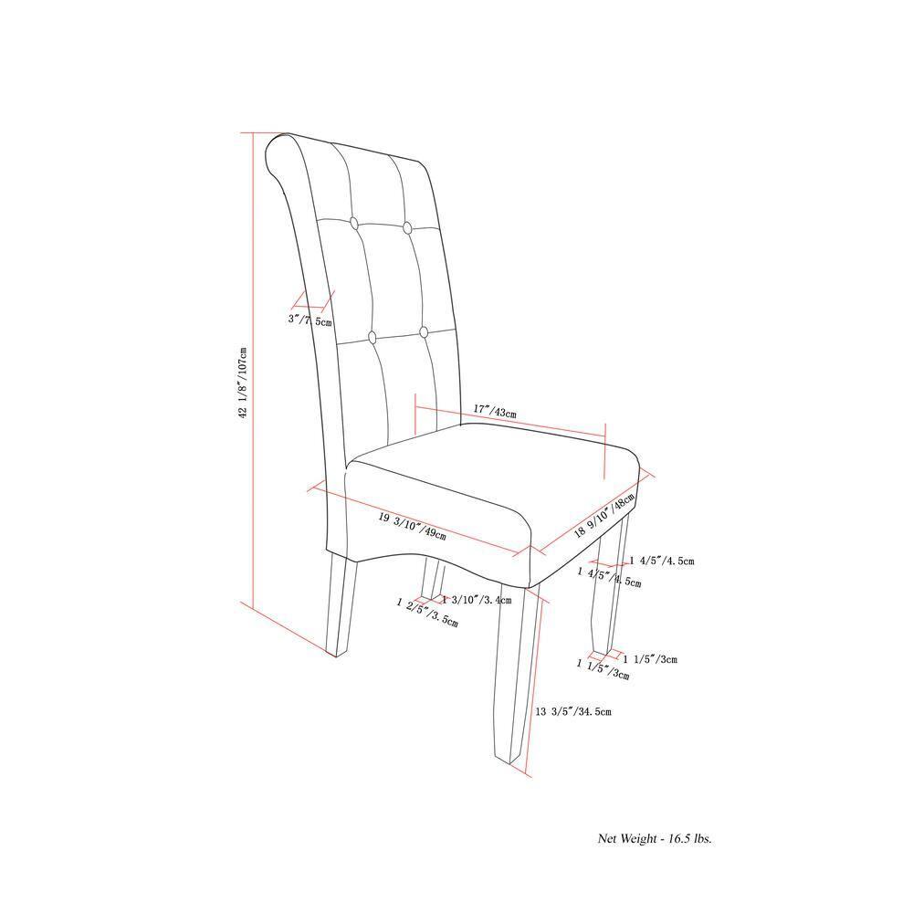Simpli Home Cosmopolitan Tufted Upholstered Dining Chair with Curved Back in Modern Style (Set of 2) (Set of 2)