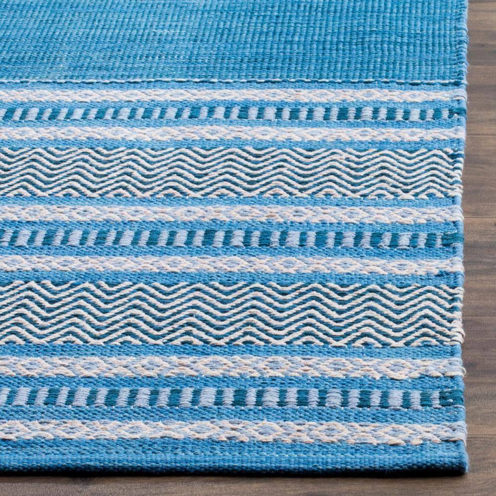 SAFAVIEH Montauk Jobeth Striped Soft Braided Cotton Area Rug, Blue/Grey, 4' x 6'
