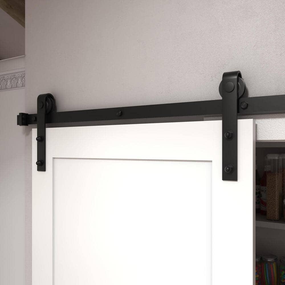 EightDoors 72-in. Matte Black Barn Door Hardware Kit