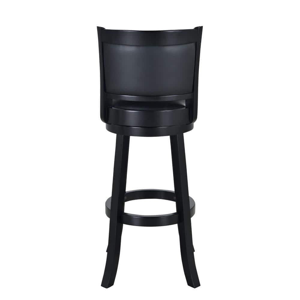 34" Extra Tall Augusta Swivel Barstool Black - Boraam: Durable Hardwood, Faux Leather, 360 Swivel, Footrest