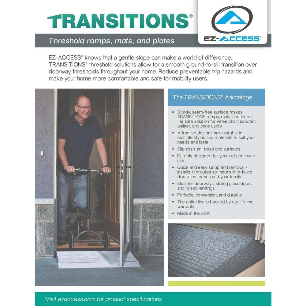 EZ-ACCESS TRANSITIONS 24 Inch Portable Self Supporting Aluminum Angled Entry Threshold Ramp Ideal for Uneven Surfaces or Single Step Rises