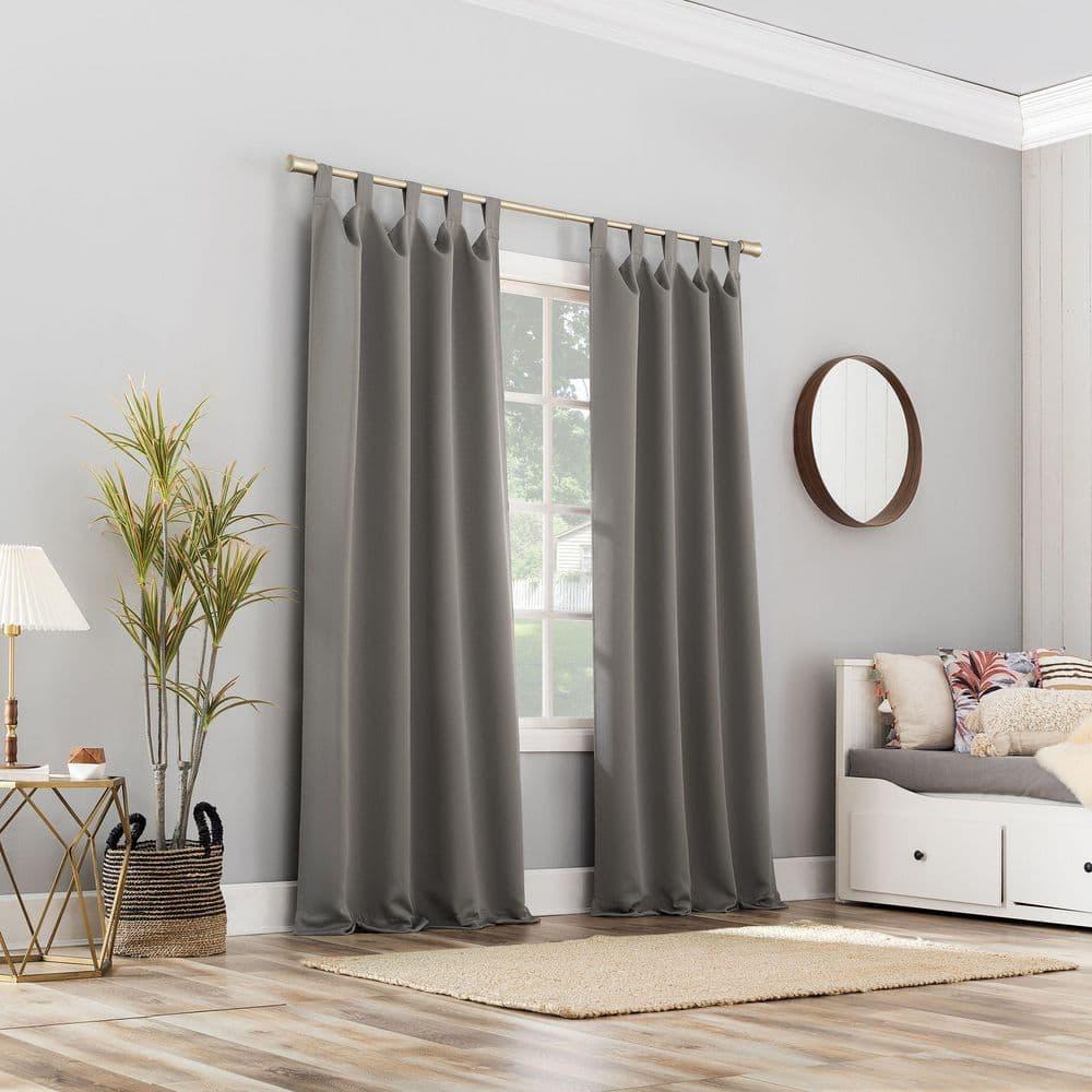 40"x95" Sun Zero Blackout Kenneth Energy Saving Tab Top Curtain Panel Gray: Thermal Insulated, Noise Reduction, Machine Washable